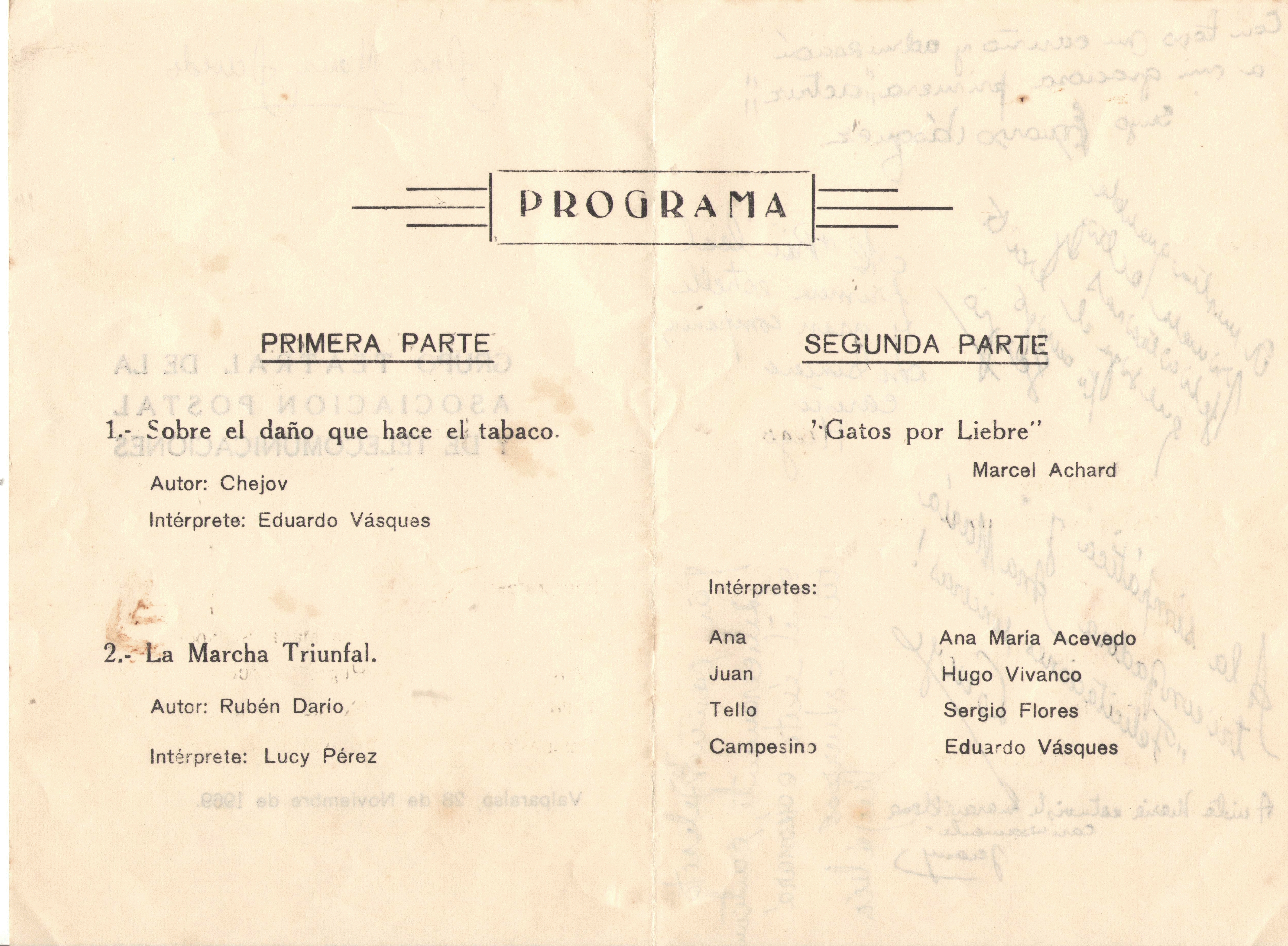 Programa obra de teatro Programa obra de teatro