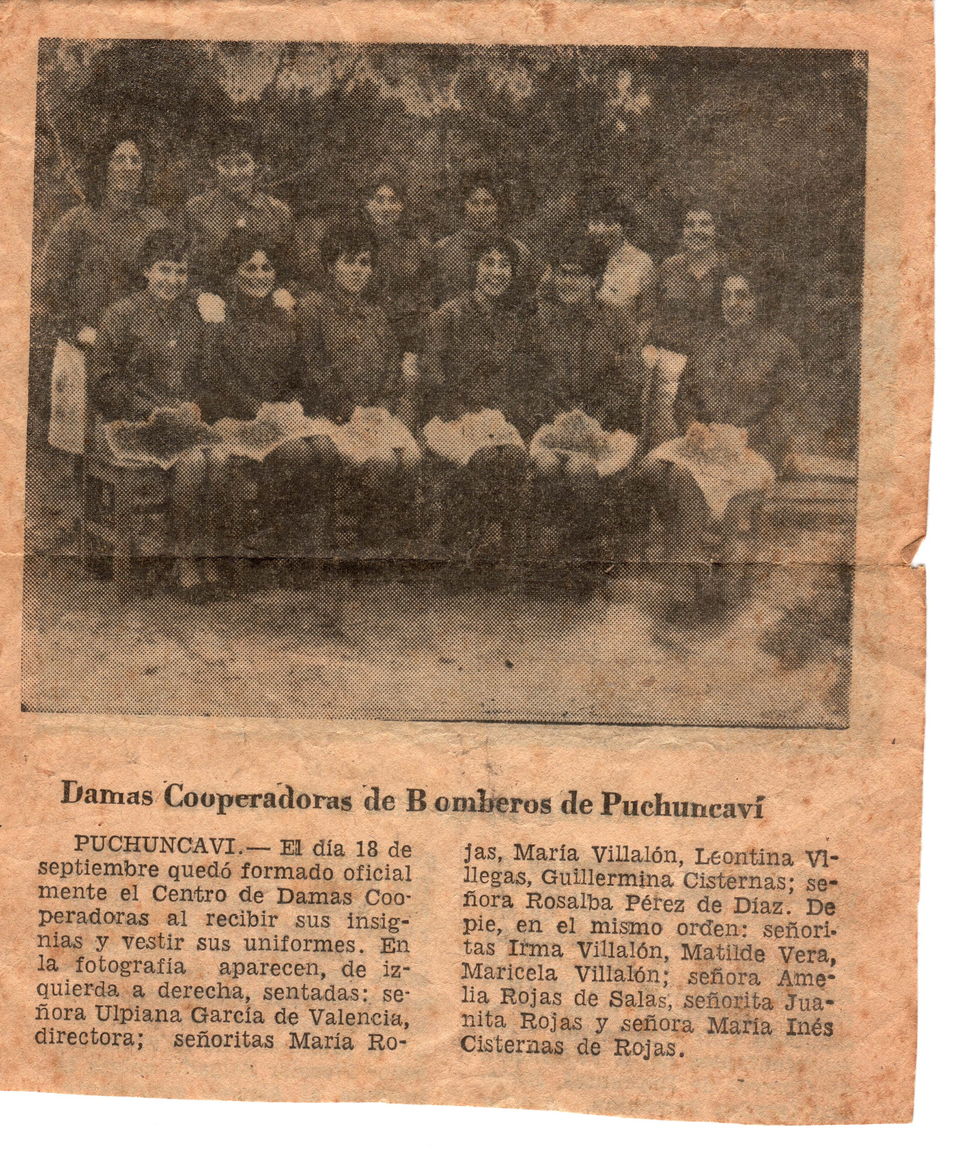 Recorte de diario sobre Damas Cooperadoras Recorte de diario sobre Damas Cooperadoras