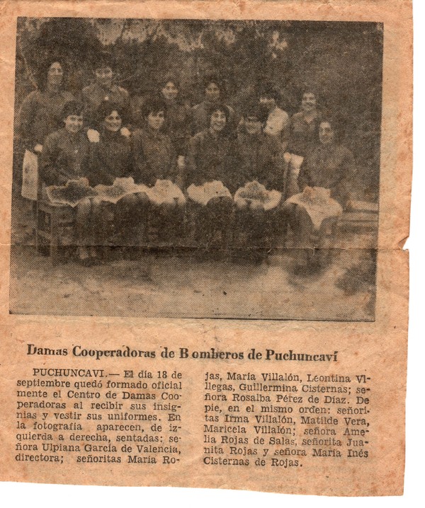 Recorte de diario sobre Damas Cooperadoras