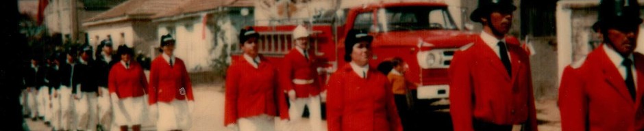 Desfile frente a la compañía de bomberos