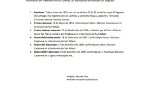 Trayectoria eclesiástica de Arturo Cortínez Mujica Trayectoria eclesiástica de Arturo Cortínez Mujica